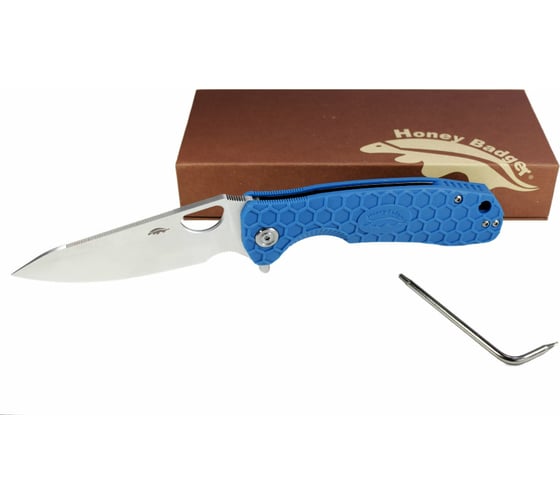 Нож Honey Badger Leaf D2 L с голубой рукоятью HB1383