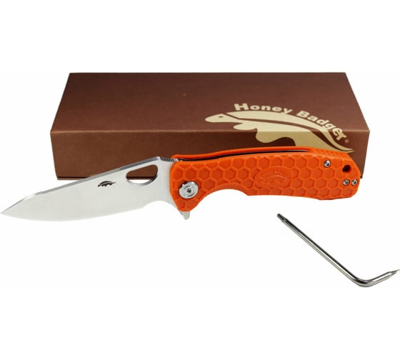 Нож Honey Badger Leaf D2 M с оранжевой рукоятью HB1391