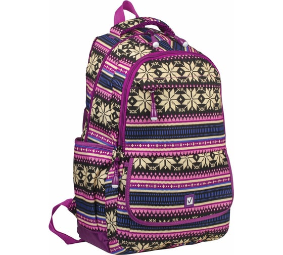 Молодежный рюкзак BRAUBERG Фиолетовые узоры, канвас, 47x32x14 см 227069