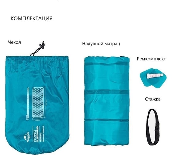 Надувной коврик Naturehike NH20FCD02 голубой 6927595746509