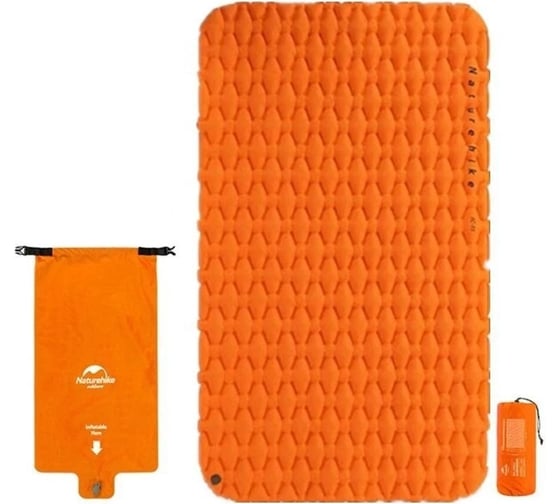 Спальный коврик Naturehike NH19Z055-P двойной FC11, с надувным мешком, оранжевый 6927595735435