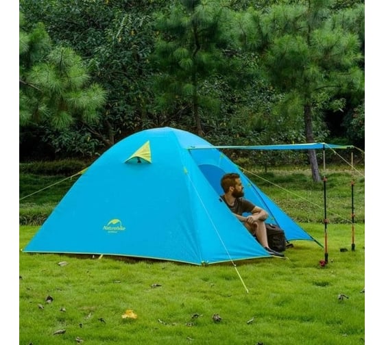 Палатка Naturehike 210T65D NH18Z022-P двухместная, голубая 6927595729595