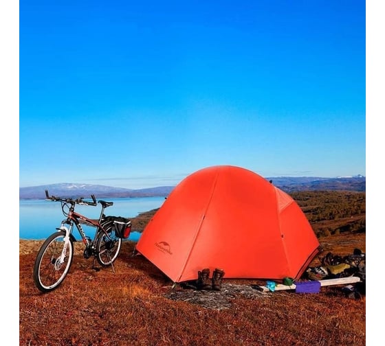 Одноместная сверхлегкая палатка + коврик Naturehike NH18A095-D красная 6927595701805