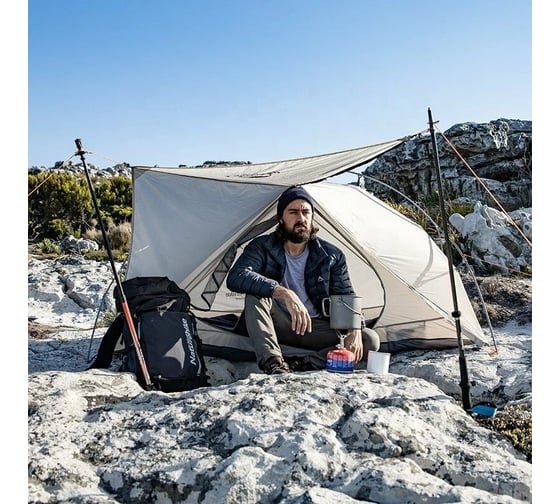 Сверхлегкая палатка Naturehike VIK II 15D silicone NH19ZP003-1 двухместная, белая 6927595749425