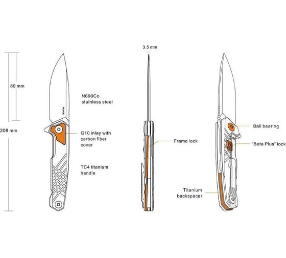 Нож Ruike M875-TZ, серый M875-TZ