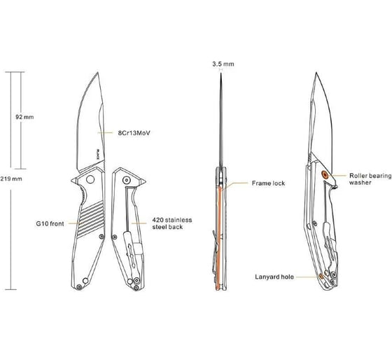 Нож Ruike D191-B, черный D191-B