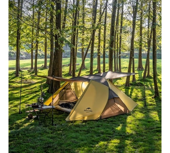 Палатка Naturehike Butterfly NH21YW132 210T двухместная, желто-коричневая 6927595782910
