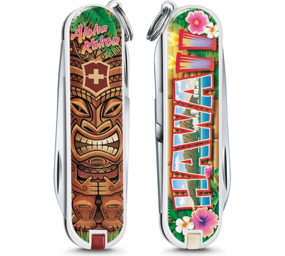 Нож-брелок Victorinox Classic LE Aloha Kakou 2018, 58 мм, 7 функций 0.6223.L1809