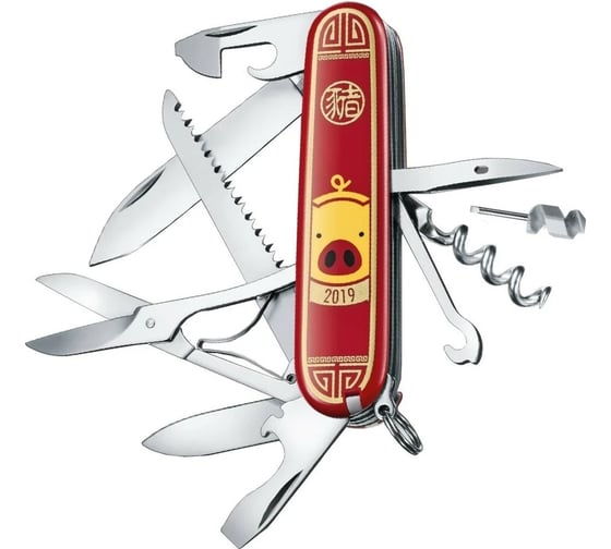 Нож Victorinox Huntsman LE Year of the Pig 2019, 91 мм, 16 функций, красный 1.3714.E8