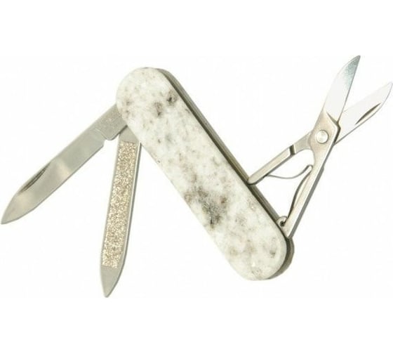 Нож-брелок Classic LE Bethel White, 58 мм, 4 функции, рукоять из камня 0.6200.57