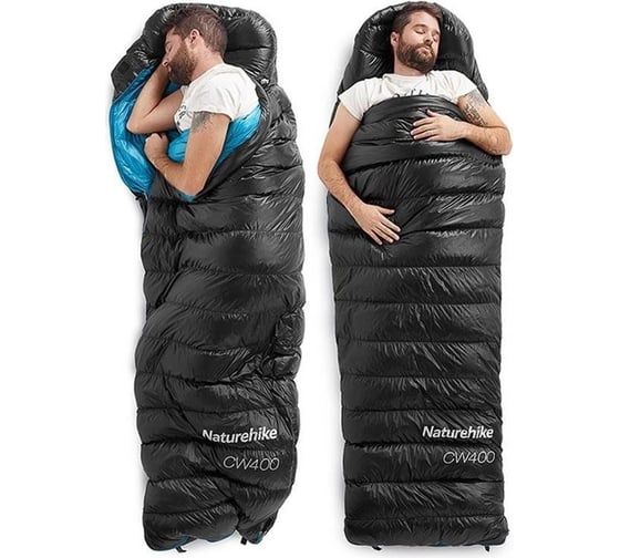 Спальный мешок Naturehike CWZ400 NH19W400-Z с пуховым конвертом, р. М, черный 6927595765357