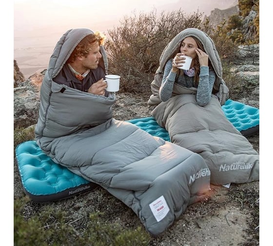 Спальный мешок-конверт Naturehike NH20MSD02 водоотталкивающий, с капюшоном, зеленый 6927595748145