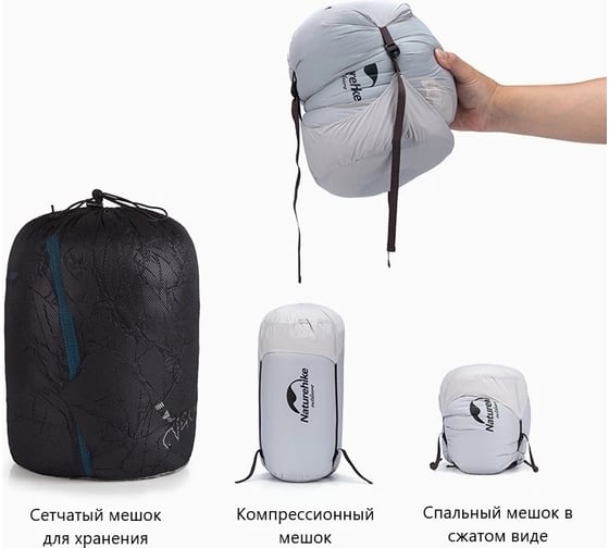 Спальный мешок Naturehike CW400 NH18C400-D с гусиным пухом, р. L, желтый 6927595761717