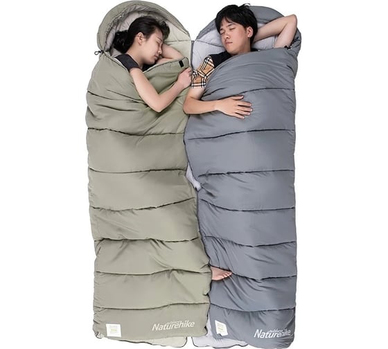 Ультралёгкий спальный мешок Naturehike M300 хлопковый, с капюшоном, молния справа 6927595701263