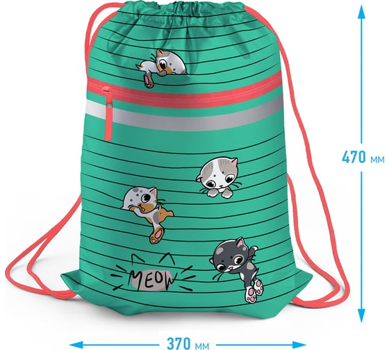 Мешок для обуви Berlingo 1 отделение, kittens green, 460x360 мм MS1028