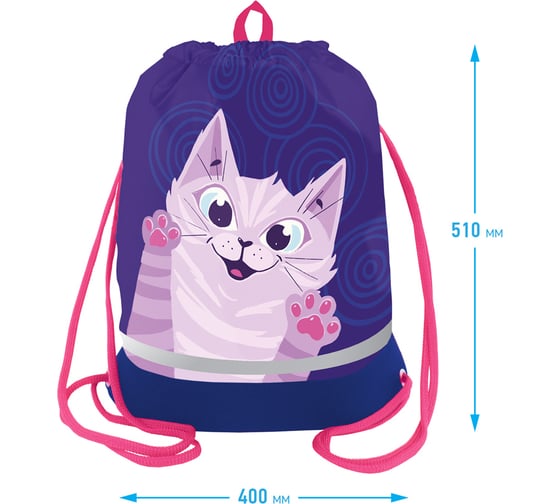 Мешок для обуви Berlingo 1 отделение, scary cat, 510x400 мм MS1002