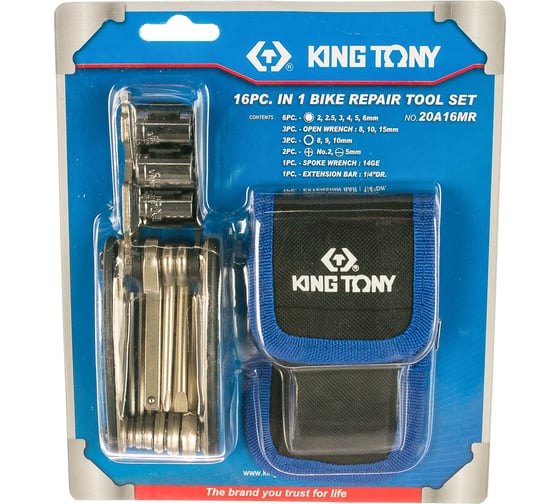 Мультитул для ремонта велосипеда (16 предметов) KING TONY 20A16MR