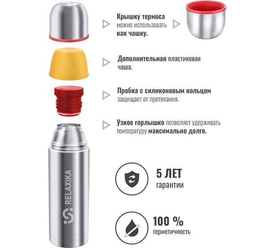 Термос Relaxika 102 1 л, в термочехле, стальной R102.1000.1P