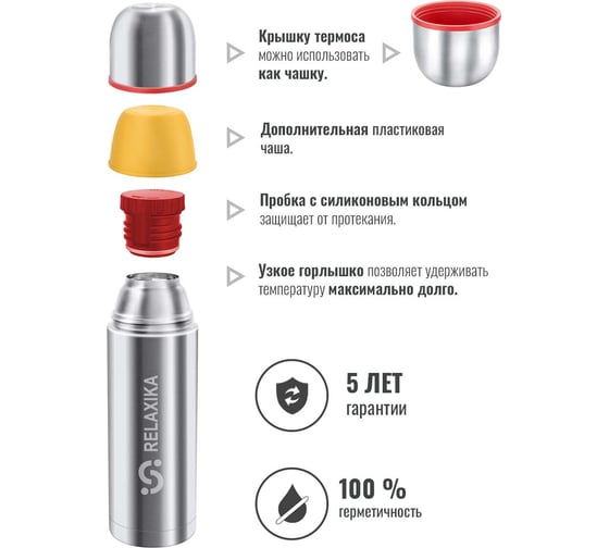 Термос Relaxika 102 0.75 л, в термочехле, стальной R102.750.1P