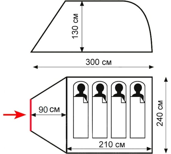 Палатка Tramp Totem Summer 4 Plus V2 зеленый TTT-032