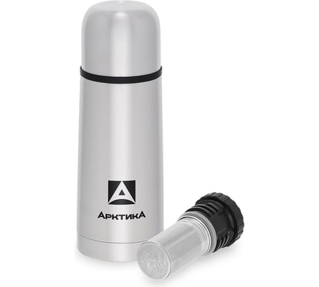 Классический термос для напитков Арктика с узким горлом и глухой пробкой, со съемным ситечком, объем 0.35 л 101-350С