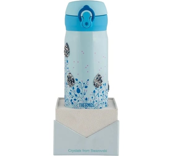 Термокружка THERMOS FLOWER JNL-350-SW 0.35 л, кристаллы SWAROVSKI, голубой 311679