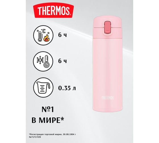 Детский термос THERMOS FJM-350 LP 0.35 литра, с трубочкой, розовый 561565