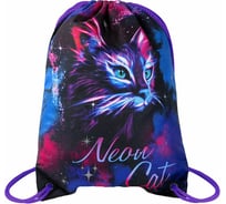 Мешок для обуви BRAUBERG Premium Neon cat, карман, подкладка, светоотражайка, 43x33 см 271621
