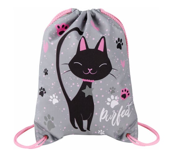 Мешок для обуви BRAUBERG Premium Elegant cat, карман, подкладка, светоотражайка, 43x33 см 271620 1