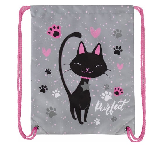 Мешок для обуви BRAUBERG Premium Elegant cat, карман, подкладка, светоотражайка, 43x33 см 271620