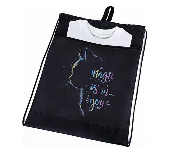 Мешок для обуви BRAUBERG Magic Cat с петлей, карман на молнии, 47x37 см 271608