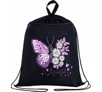Мешок для обуви BRAUBERG Butterfly с петлей, карман на молнии, 47x37 см 271607