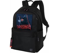 Универсальный рюкзак BRAUBERG Fashion City Missing cat карман-антивор, черный, 44x31x16 см 271673