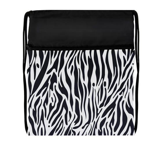 Большой мешок для обуви BRAUBERG Zebra с ручкой, карман на молнии, сетка, 49x41 см 271611