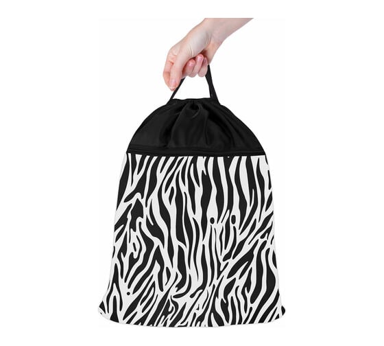 Большой мешок для обуви BRAUBERG Zebra с ручкой, карман на молнии, сетка, 49x41 см 271611