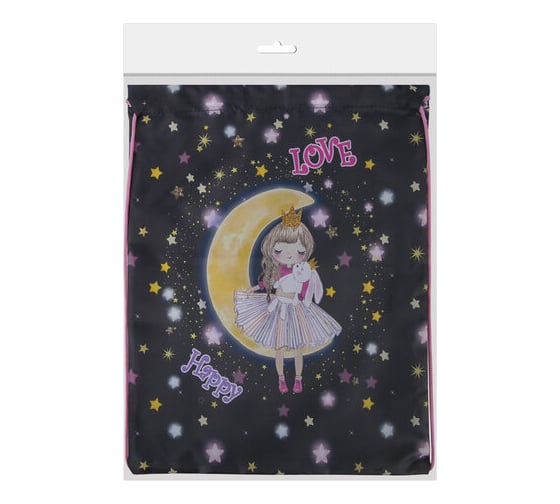 Мешок для обуви BRAUBERG Kids Moon girl, с петлей, 42x34 см 271630