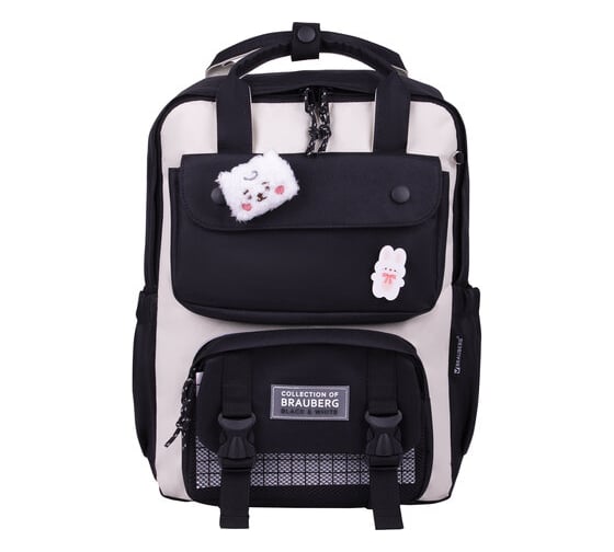 Рюкзак BRAUBERG Combo белый/черный, 42x30x14 см 271660