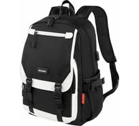 Универсальный рюкзак BRAUBERG Fusion Usb-порт, черный с белыми вставками, 45x31x15 см 271657