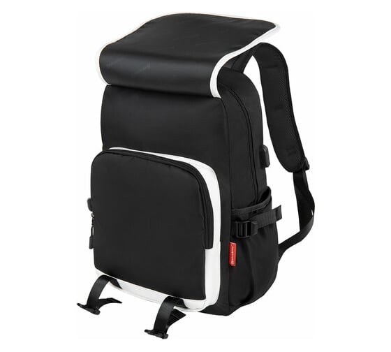 Универсальный рюкзак BRAUBERG Fusion Usb-порт, черный с белыми вставками, 45x31x15 см 271657