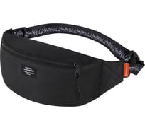 Сумка на пояс BRAUBERG Rio, два отделения, черная с белым, 38x12x8 см 271692