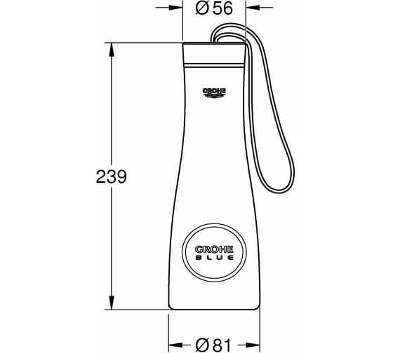 Бутылка для воды Grohe Blue из нержавеющей стали, темный графит матовый 40848AL0