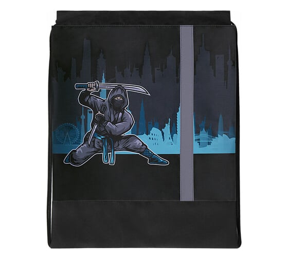 Плотный мешок для обуви ЮНЛАНДИЯ Black Ninja светоотражающая полоса, 46x36 см 271615