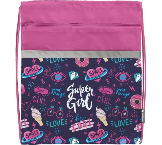 Мешок для обуви SCHOOLFORMAT SUPER GIRL 42x34 см, для девочек, с карманом МОМК-СРЛ 1