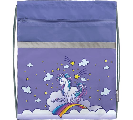 Большой мешок для обуви SCHOOLFORMAT LITTLE UNICORN 49x41 см, для девочек, с карманом МОБК-ЛЮН 1
