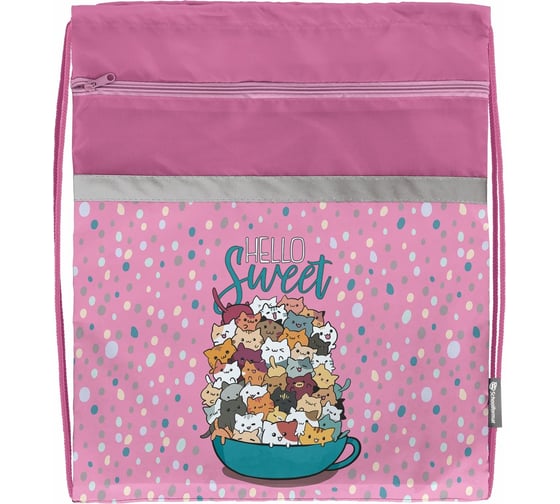 Мешок для обуви SCHOOLFORMAT FLUFFY KITTENS 42x34 см, для девочек, с карманом МОМК-ФЛК