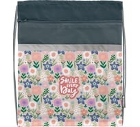 Большой мешок для обуви SCHOOLFORMAT FLOWER PRINT 49x41 см, для девочек, с карманом МОБК-ФПР