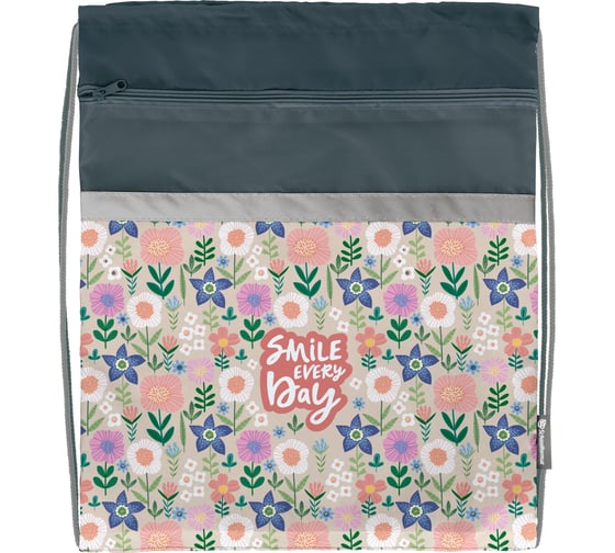 Большой мешок для обуви SCHOOLFORMAT FLOWER PRINT 49x41 см, для девочек, с карманом МОБК-ФПР 1