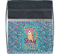 Большой мешок для обуви SCHOOLFORMAT WILD CAT 49x41 см, для девочек, с карманом МОБК-ВКТ