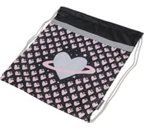 Мешок для обуви SCHOOLFORMAT ПАТТЕРН СЕРДЕЧКИ 42x34x0.5 см, 1 отделение, черный, для девочек МОМ-ПТС