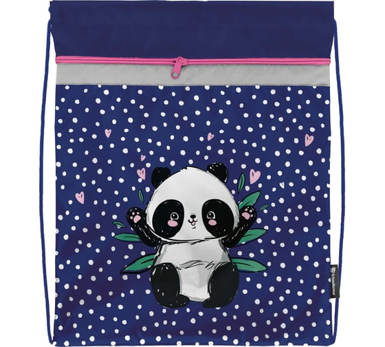Мешок для обуви SCHOOLFORMAT PANDASTIC 42x34x0.5 см, 2 отделения, фуксия, для девочек МОМК-ПНС